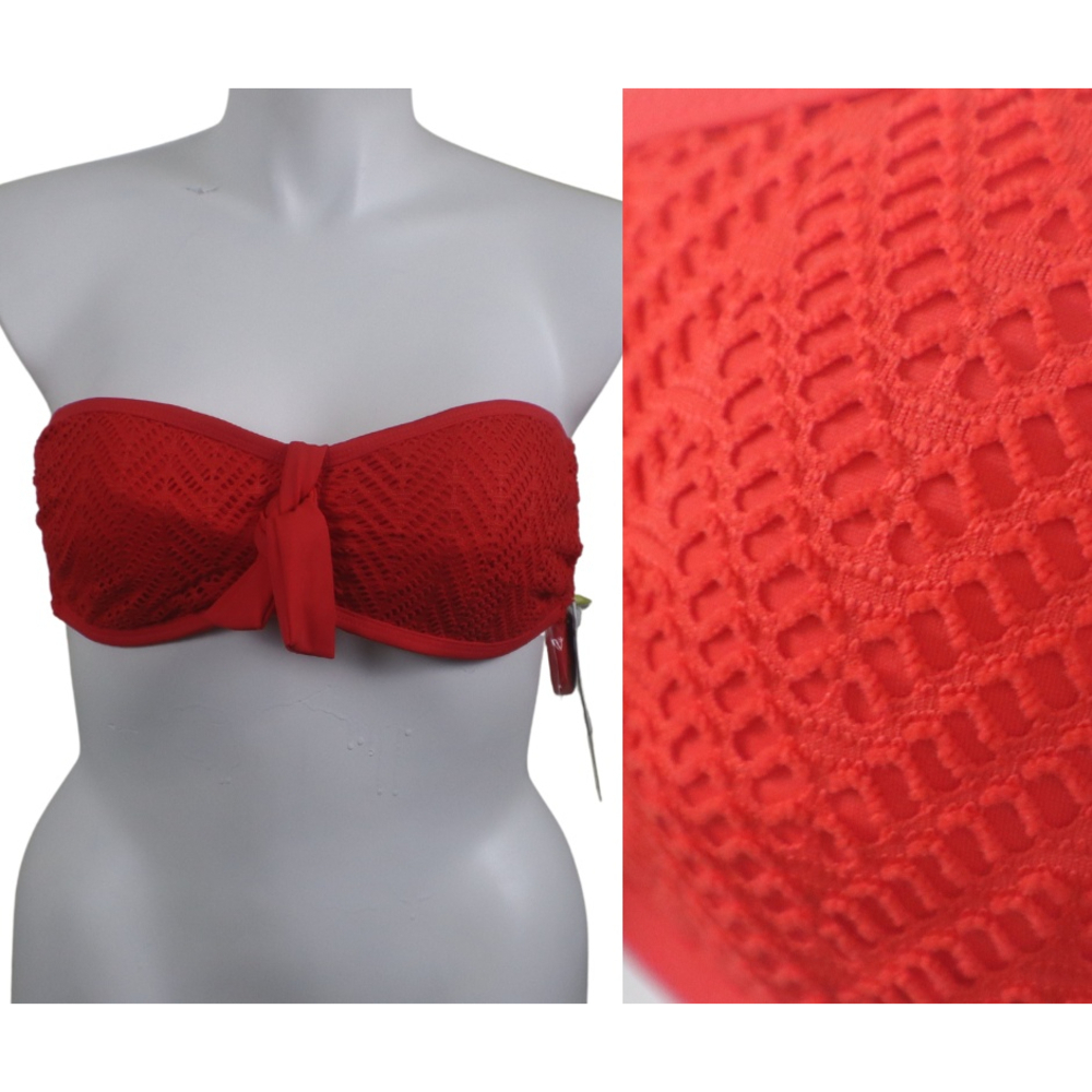 Gianni Bini Size L Red Crochet Bandeau Swim NEW Beach Pool Resort Vacation Top